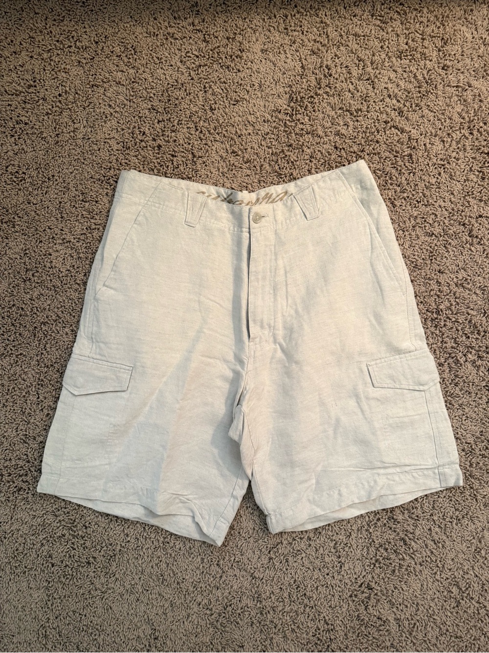 Cubavera Light Beige Linen Blend Cargo Shorts